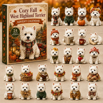Cozy Fall West Highland Terrier Advent Calendar 2026 - 24-Day Countdown, Acrylic Charms Every Day Bring New Suprises