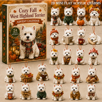 Cozy Fall West Highland Terrier Advent Calendar 2026 24 Day Festive Countdown Acrylic Charms Blind Box Gift For West Highland Terrier Lovers
