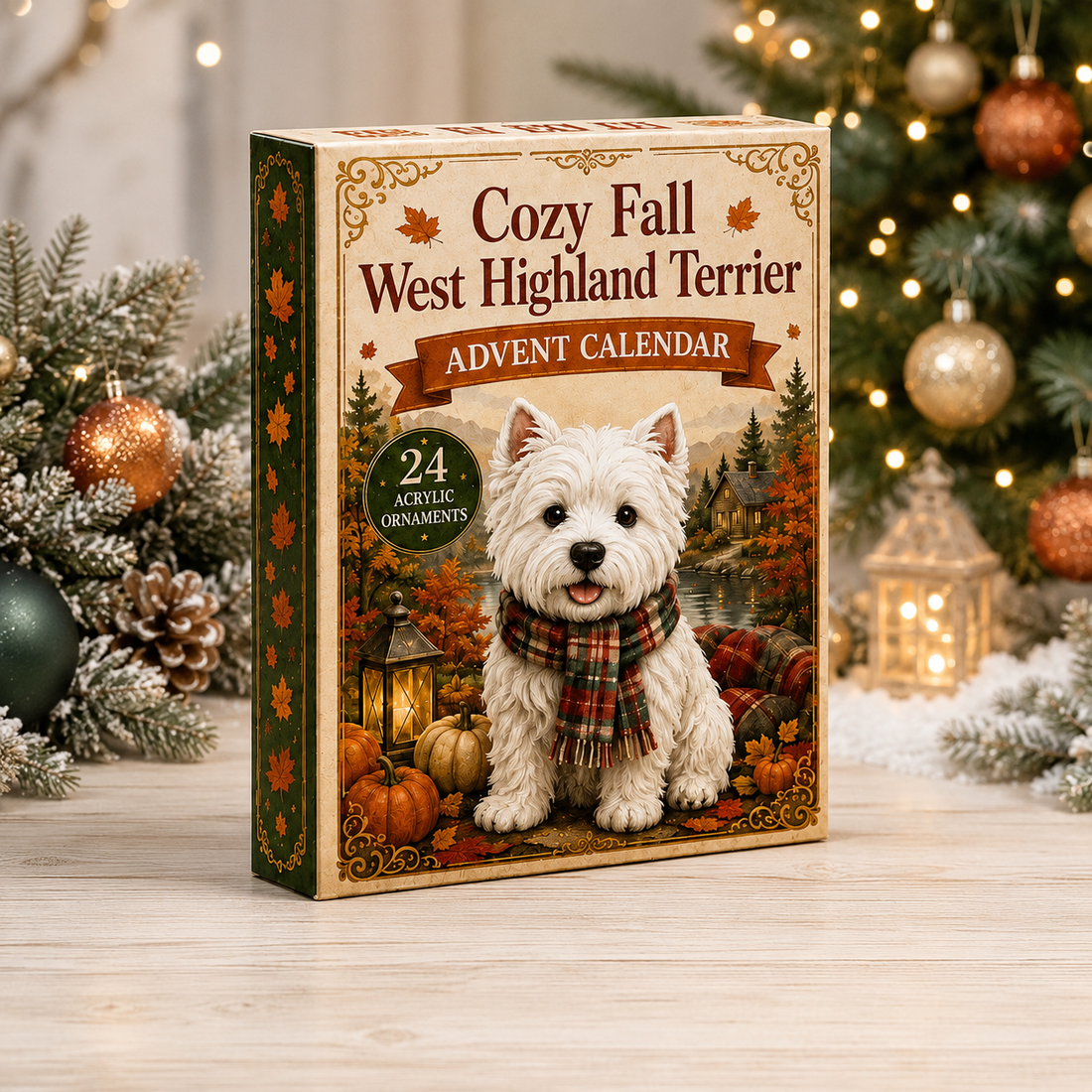 Cozy Fall West Highland Terrier Advent Calendar 2026 24 Day Festive Countdown Acrylic Charms Blind Box Gift For West Highland Terrier Lovers