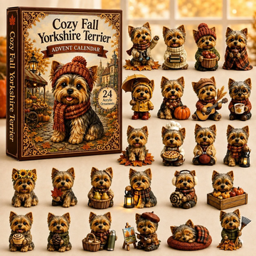 Cozy Fall Yorkshire Terrier Advent Calendar 2026 - 24-Day Countdown, Acrylic Charms Every Day Bring New Suprises