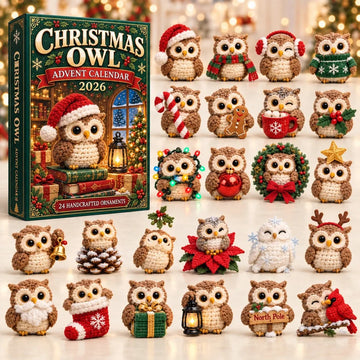 Cozy Knit Christmas Owl Advent Calendar 2026 - 24-Day Countdown, Acrylic Charms