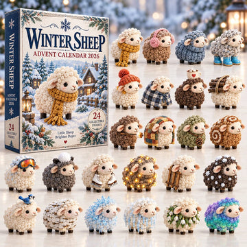 Cozy Knit Winter Sheep advent calendar 2026 - 24-Day Countdown, Acrylic Charms
