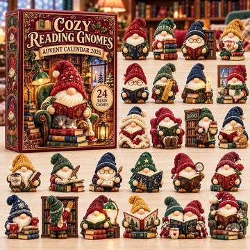 Cozy Reading Gnome Advent Calendar 2026 - 24-Day Countdown, Acrylic Charms