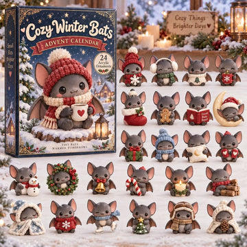 Cozy Winter Bats Advent Calendar 2026 - 24-Day Countdown, Acrylic Charms