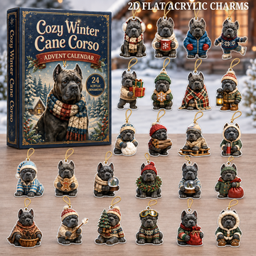 Cozy Winter Cane Corso Advent Calendar 2026 24 Day Festive Countdown Acrylic Charms Blind Box Gift For Cane Corso Lovers