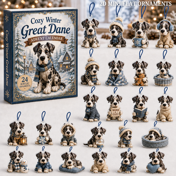 Cozy Winter Great Dane Advent Calendar 2026 24 Day Festive Countdown Acrylic Charms Blind Box Gift For Great Dane Lovers