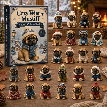 Cozy Winter Mastiff Advent Calendar 2026 - 24-Day Countdown, Acrylic Charms Every Day Bring New Suprises