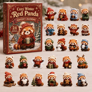 Cozy Winter Red Panda Advent Calendar 2026 - 24-Day Countdown, Acrylic Charms Every Day Bring New Suprises