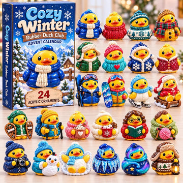 Cozy Winter Rubber Duck Club Advent Calendar 2026 - 24-Day Countdown, Acrylic Charms