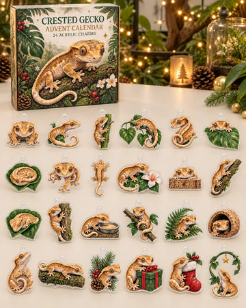 Crested Gecko Advent Calendar 2026 - 24-Day Countdown, Acrylic Charms