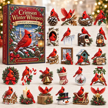 Crimson Winter Whispers advent calendar 2026 - 24-Day Countdown, Acrylic Charms