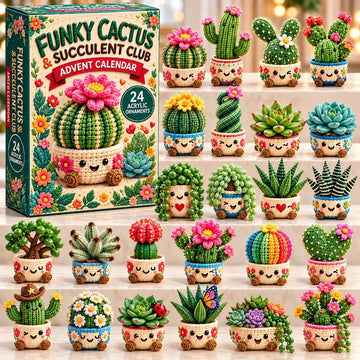 Crochet Cactus Pot Advent Calendar 2026 - 24-Day Countdown, Acrylic Charms