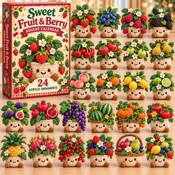 Crochet Fruit Pot Advent Calendar 2026 - 24-Day Countdown, Acrylic Charms