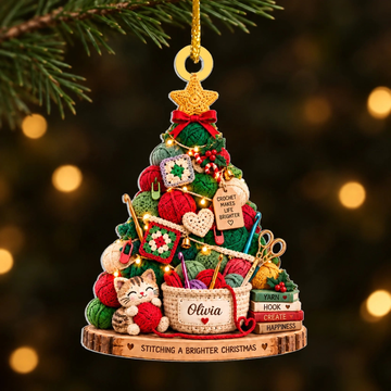 Crochet Love Joy Personalized Acrylic Ornament Custom Name Crochet Ornament Gift For Crochet Lovers