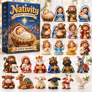 Crochet Nativity advent calendar 2026 - 24-Day Countdown, Acrylic Charms