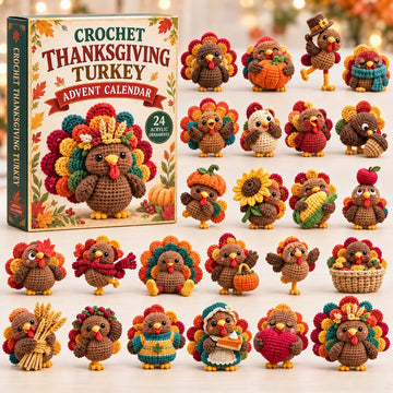 Crochet Thanksgiving Turkey Advent Calendar 2026 - 24-Day Countdown, Acrylic Charms