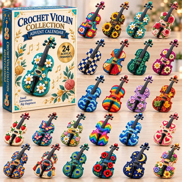 Crochet Violin Advent Calendar 2026 - 24-Day Countdown, Acrylic Charms