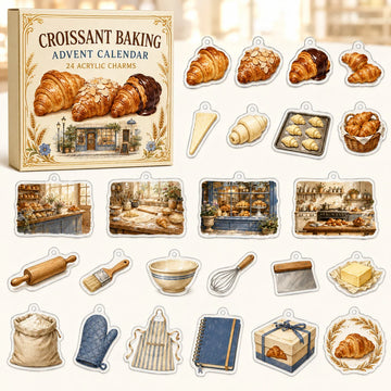 Croissant Baking Advent Calendar 2026 - 24-Day Countdown, Acrylic Charms