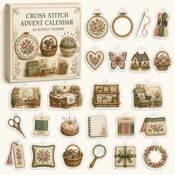 Cross Stitch Advent Calendar 2026 - 24-Day Countdown, Acrylic Charms