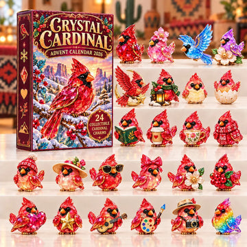 Crystal Cardinal Advent Calendar 2026 - 24-Day Countdown, Acrylic Charms