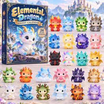 Crystal Elemental Dragons Advent Calendar 2026 - 24-Day Countdown, Acrylic Charms