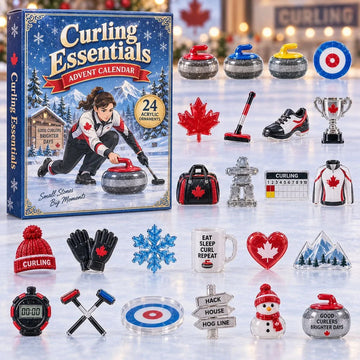 Curling Essentials Advent Calendar 2026 - 24-Day Countdown, Acrylic Charms