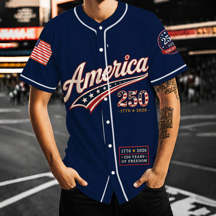 Custom 250 Years Anniversary USA Baseball Jersey, Personalized Name Patriotic Shirt, America 1776-2026 Jersey 685249