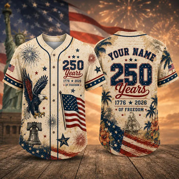 Custom 250th Anniversary America Baseball Jersey, 1776 2026 Usa Shirt, Personalized Patriotic American Flag Jersey Men, Freedom Gift