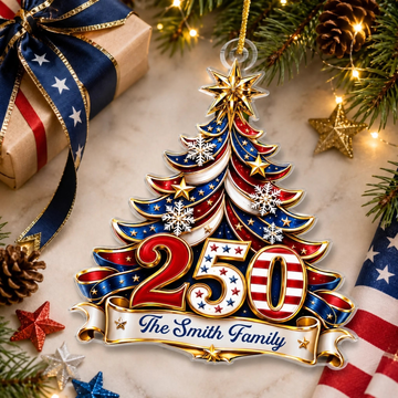 Custom Acrylic Ornament Personalized America 250Th Anniversary Christmas Gifts For Mom Dad Brother Sister Celebrating Freedom Together