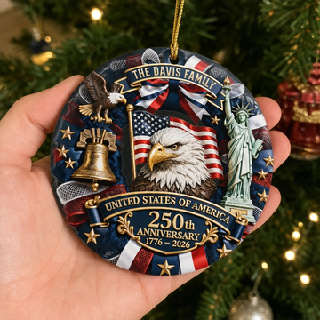 Custom Acrylic Ornament Personalized America 250Th Anniversary Christmas Gifts For Mom, Dad, Brother, Sister United We Celebrate