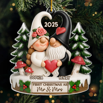 Custom Acrylic Ornament Personalized Anniversary Christmas Wedding Gifts For Husband And Wife Him And Her Love Gnomes No Bounds