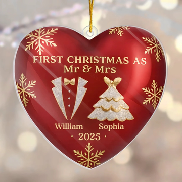 Custom Acrylic Ornament Personalized Anniversary Christmas Wedding Gifts For Husband And Wife Him And Her Love Wrapped In Our First Christmas