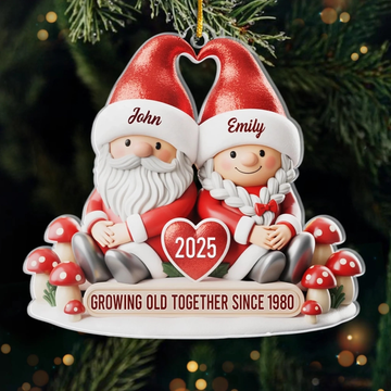 Custom Acrylic Ornament Personalized Anniversary Christmas Wedding Gifts For Husband And Wife Him And Her My Happily Ever Gnome