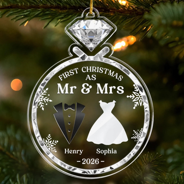 Custom Acrylic Ornament Personalized Anniversary Christmas Wedding Gifts For Husband And Wife Him And Her Newlywed Christmas Vibes