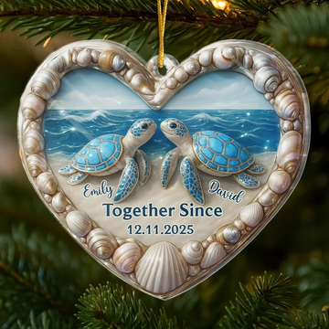 Custom Acrylic Ornament Personalized Anniversary Christmas Wedding Gifts For Husband And Wife Him And Her Our Forever Sealed By The Sea