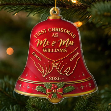 Custom Acrylic Ornament Personalized Anniversary Christmas Wedding Gifts For Husband And Wife Him And Her Together Under The Christmas Bells
