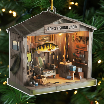 Custom Acrylic Ornament Personalized Christmas Birthday Fishing Gifts For Fisherman A Cabin Full Of Calm And Fish Tales