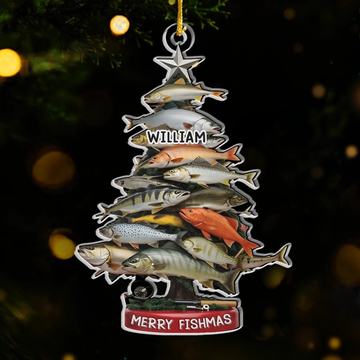 Custom Acrylic Ornament Personalized Christmas Birthday Fishing Gifts For Fisherman Have Yourself A Reel Merry Fishmas