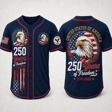 Custom America 250 Baseball Jersey, 1776-2026 250 Years of Freedom Shirt, Patriotic Eagle USA Flag Jersey, 4th of July Gift-1