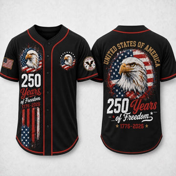 Custom America 250 Baseball Jersey, 1776-2026 250 Years of Freedom Shirt, Patriotic Eagle USA Flag Jersey, 4th of July Gift-2