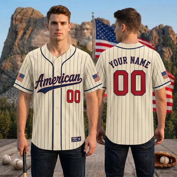 Custom American Baseball Jersey, Personalized USA Patriotic Shirt, Independence Day Baseball Tee, 4th of July Gift for Men