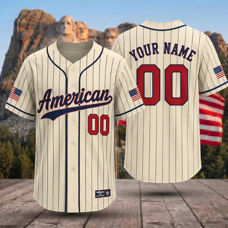 Custom American Baseball Jersey, Personalized USA Patriotic Shirt, Independence Day Baseball Tee, 4th of July Gift for Men