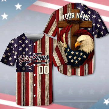 Custom American Flag Baseball Jersey, Personalized Team Name And Number, Patriotic Sportswear for Men And Women, USA Independence Day Gift