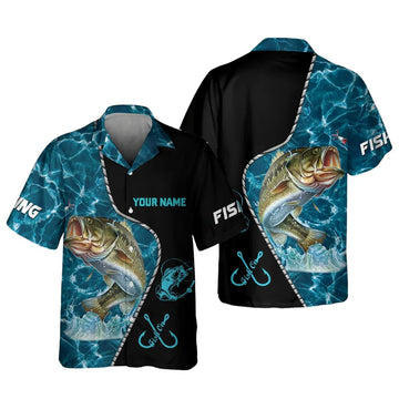 Custom Bass Fishing Hawaian Shirt Mens, Custom Name Fishing Lover Hawaiian Shirts HE0450