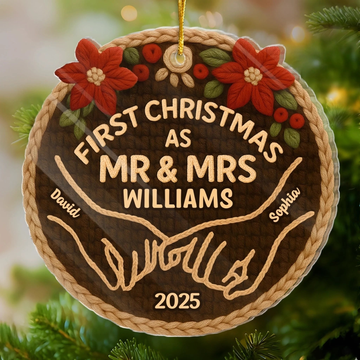Custom Crochet Acrylic Ornament - Personalized Anniversary Christmas Wedding Gifts For Husband And Wife, Him And Her - From I Do To Merry
