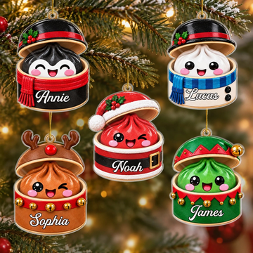 Custom Dumpling Squishy Acrylic Ornament - Personalized Christmas Birthday Gifts For Kids - Little Dumpling Holiday Cheer