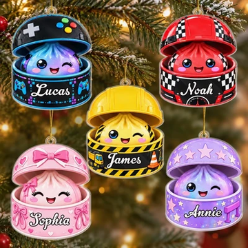 Custom Dumpling Squishy Acrylic Ornament - Personalized Christmas Birthday Gifts For Kids - Squish Into The Holidays