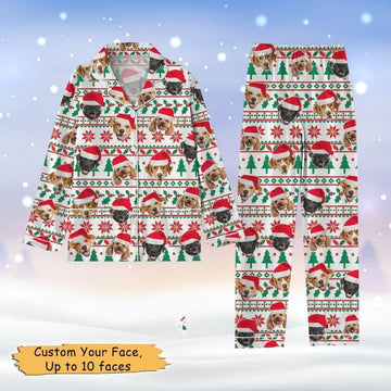 Custom Face Pajamas Christmas, Personalized Dog Cat Photo Pajamas, Custom Pet Shirt, Dog Mom Pajamas, Christmas Pajamas For Party