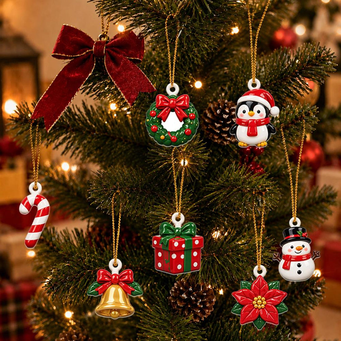 Custom Family Name Merry Bright Advent Calendar 24 Pcs Snowman Acrylic Charms Countdown Gift