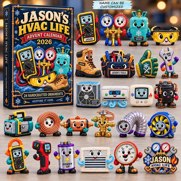 Custom HVAC Life Advent Calendar 2026 - 24-Day Countdown, Acrylic Charms